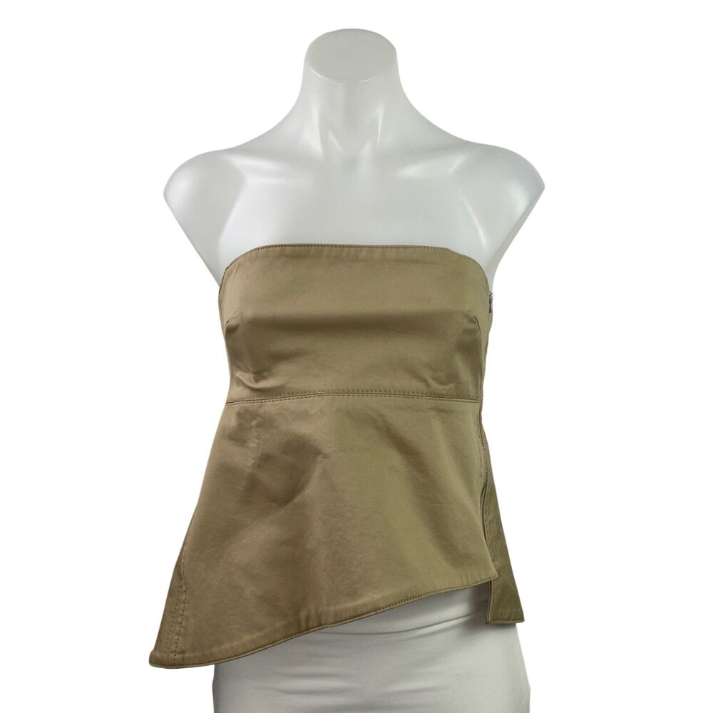 Zara Womens Brown Sleeveless Strapless Zip Peplum Tank Tube Blouse Top Size S